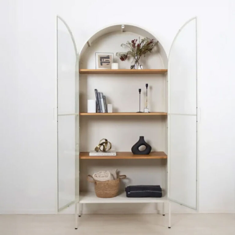 Arched Cabinet Ivory | Stunning Oak & Glass Display | The Hometopia