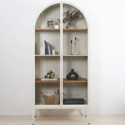 arched cabinet ivory South Africa powdercoated steel floating oak shelves